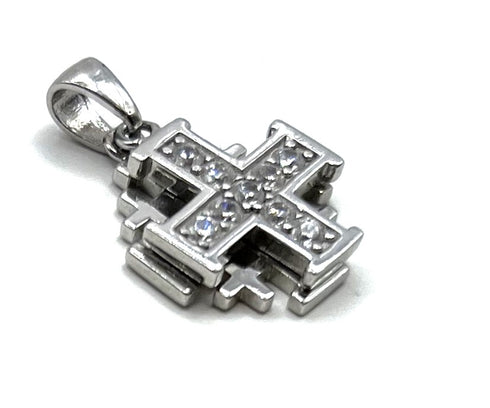 Sterling Silver Double Jerusalem Cross Pendant
